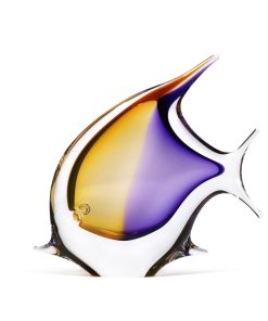 Sculpture poisson cristal jaune violet