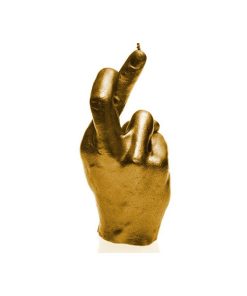 Bougie humoristique en forme de main doigts croisés finition or – Candellana
