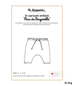 Patron du sarouel enfant Parc de Bagatelle