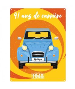 Plaque en métal voiture ancienne Citroën 2CV – La mythique Deuche
